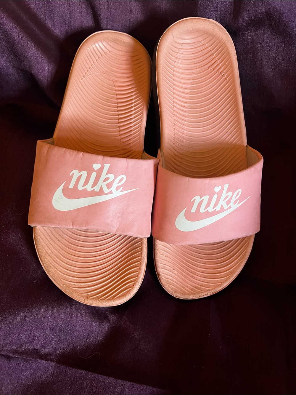 Nike Women's Coral-Pink Slide Sandals